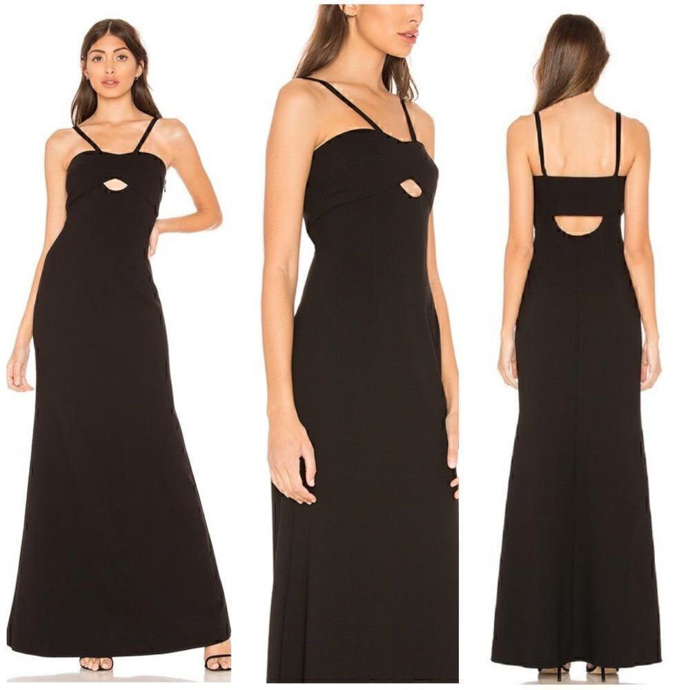 JILL Jill Stuart Black Sweetheart Neck Keyhole Evening Maxi Gown || SZ 0